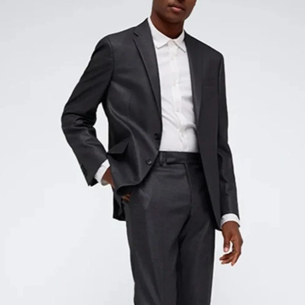 Kenneth Cole Reaction Men 2-pc Techni-Cole Suit GunMetal 46L Jacket Pant 40W 32L